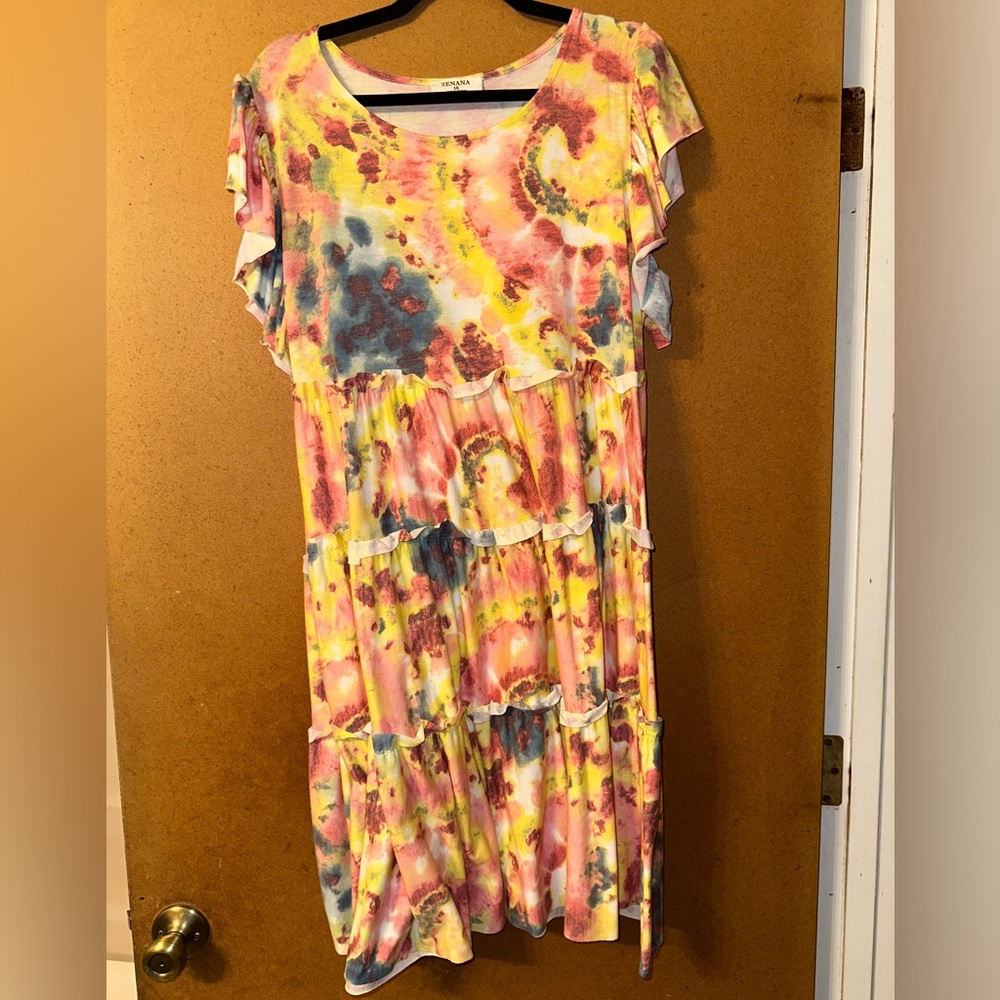Zenana Ruffled Tie-Dye Women's Dress